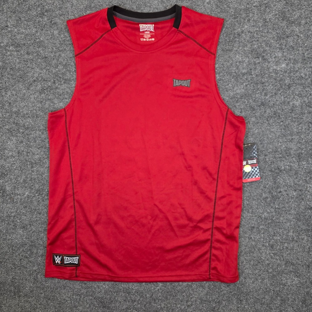 Tapout Tank Top Mens Large Red WWE Performance Sleeveless Gym Shirt